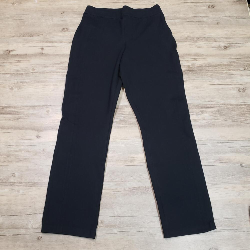 Spanx Dress Pants Womens Medium Black Ponte Straight Leg Pull On Stretch
